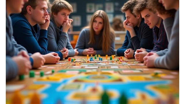 Intensive Szene eines Siedler von Catan-Turniers