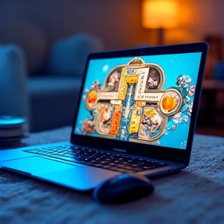 Bild für Digitale Spiele Kategorie: Laptop mit digitalem Brettspiel auf dem Bildschirm und Maus